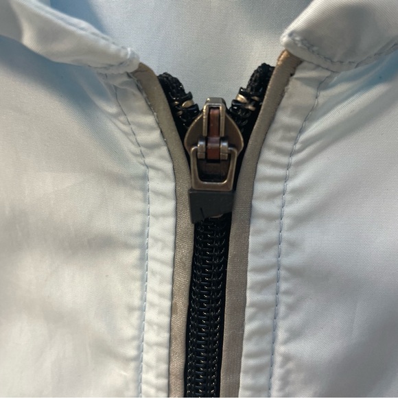 Vintage Nike Cinched Waist Light Blue Windbreaker Jacket with Hood Medium - Picture 4 of 14